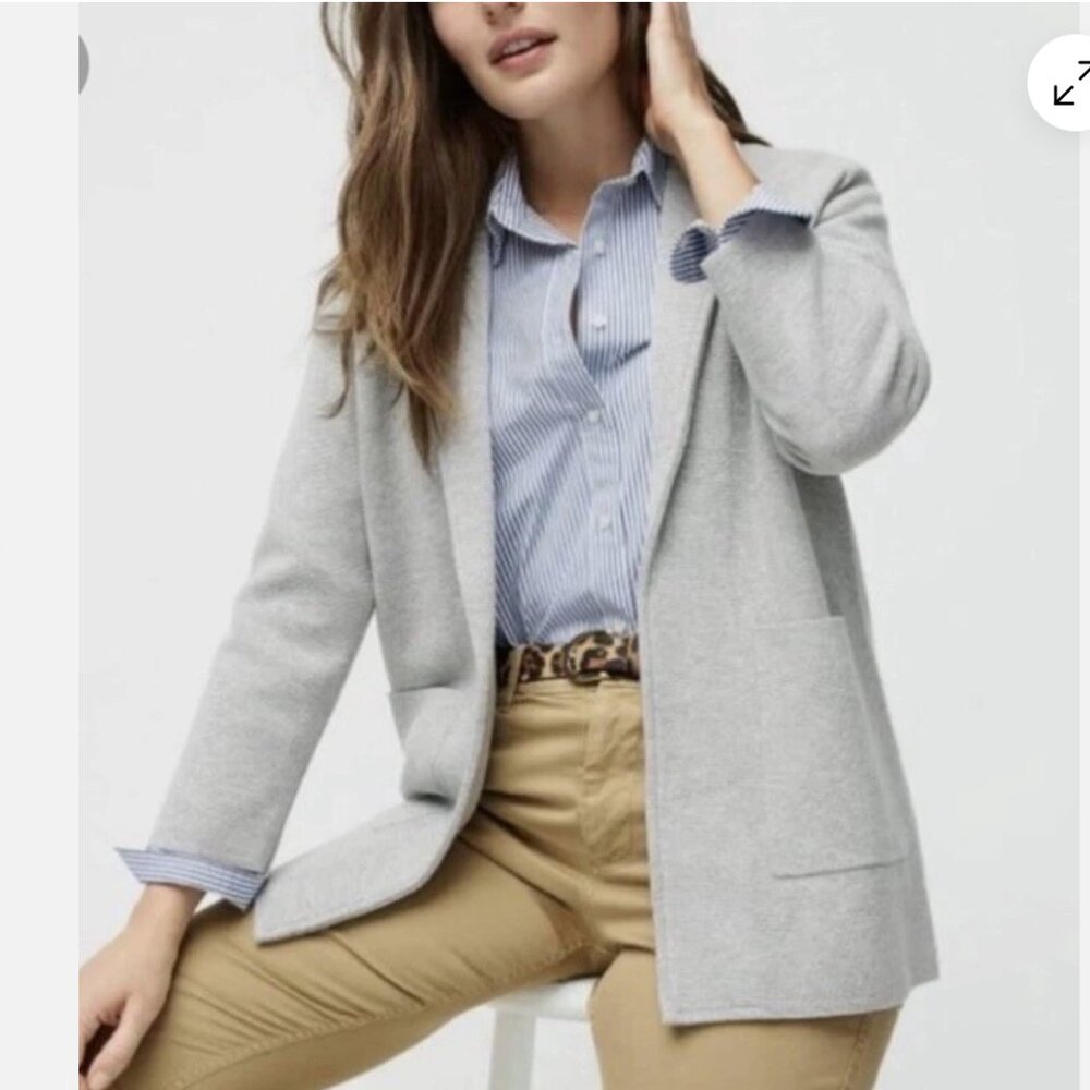 J.CREW Sophie Open Front Sweater Blazer In Heather Gray - Size XXXS